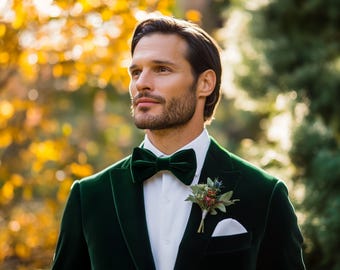 Samtfliege passt perfekt zur Kleidfarbe, Samt-Einstecktuch, Hochzeitsfliegen, Krawattenschleife, Trauzeugen-Hochzeits-Accessoires