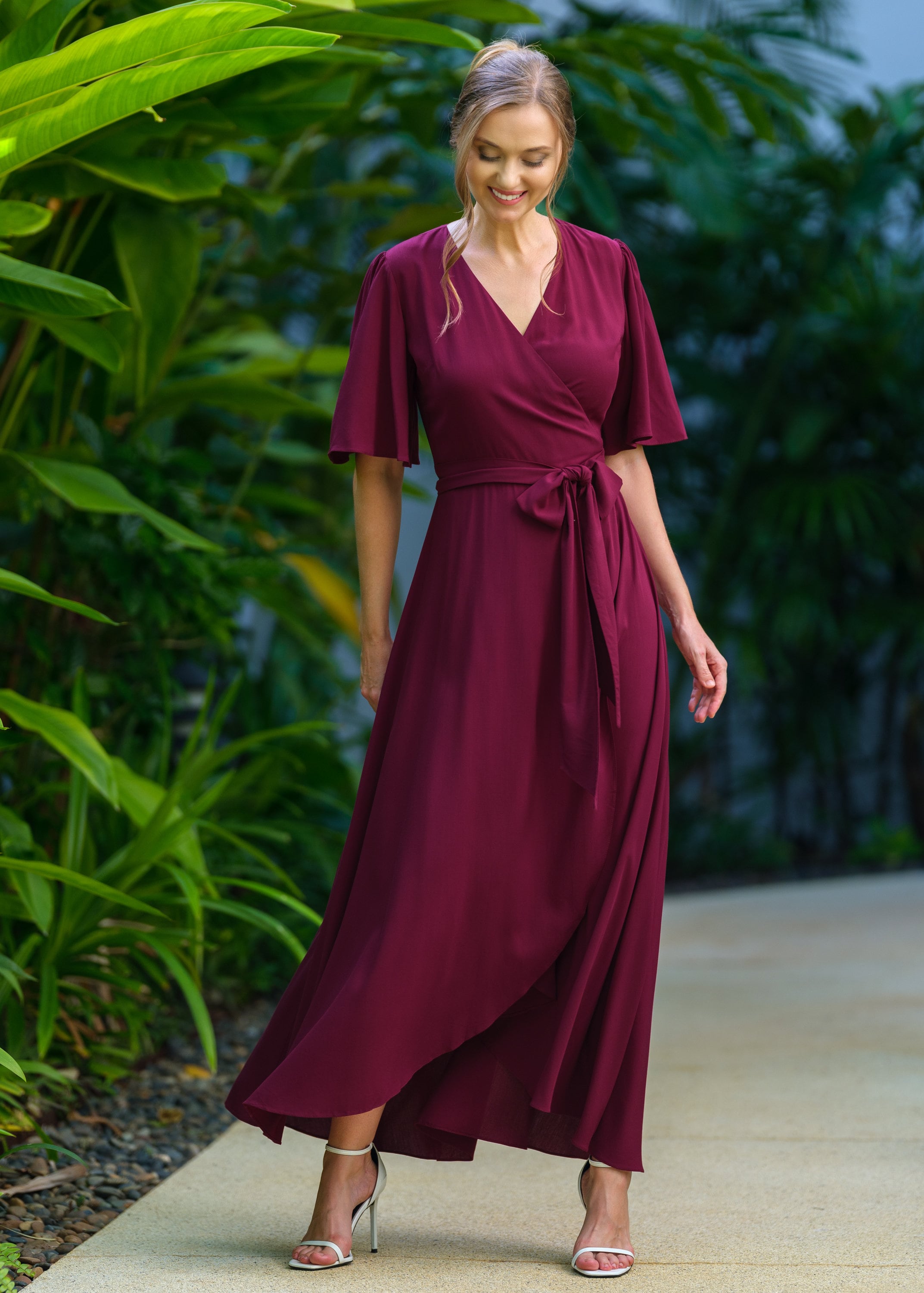 Burgundy Romantic Wrap Dress, Bridesmaids Dress, Maxi Dress, Long Dress, Wedding Guest Dress, Formal Dress, Evening Summer Dress - Etsy Burgundy Romantic Wrap Dress, Bridesmaids Dress, Maxi Dress, Long Dress, Wedding Guest Dress, Formal Dress, Evening Summer Dress - Etsy