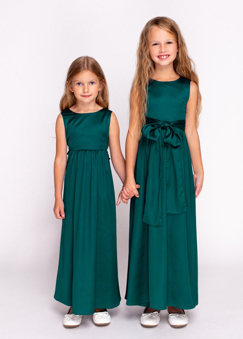 Dark green infinity dress, silk infinity dress, bridesmaid dress, flower girl dress, Mother and Daughter dresses image 8