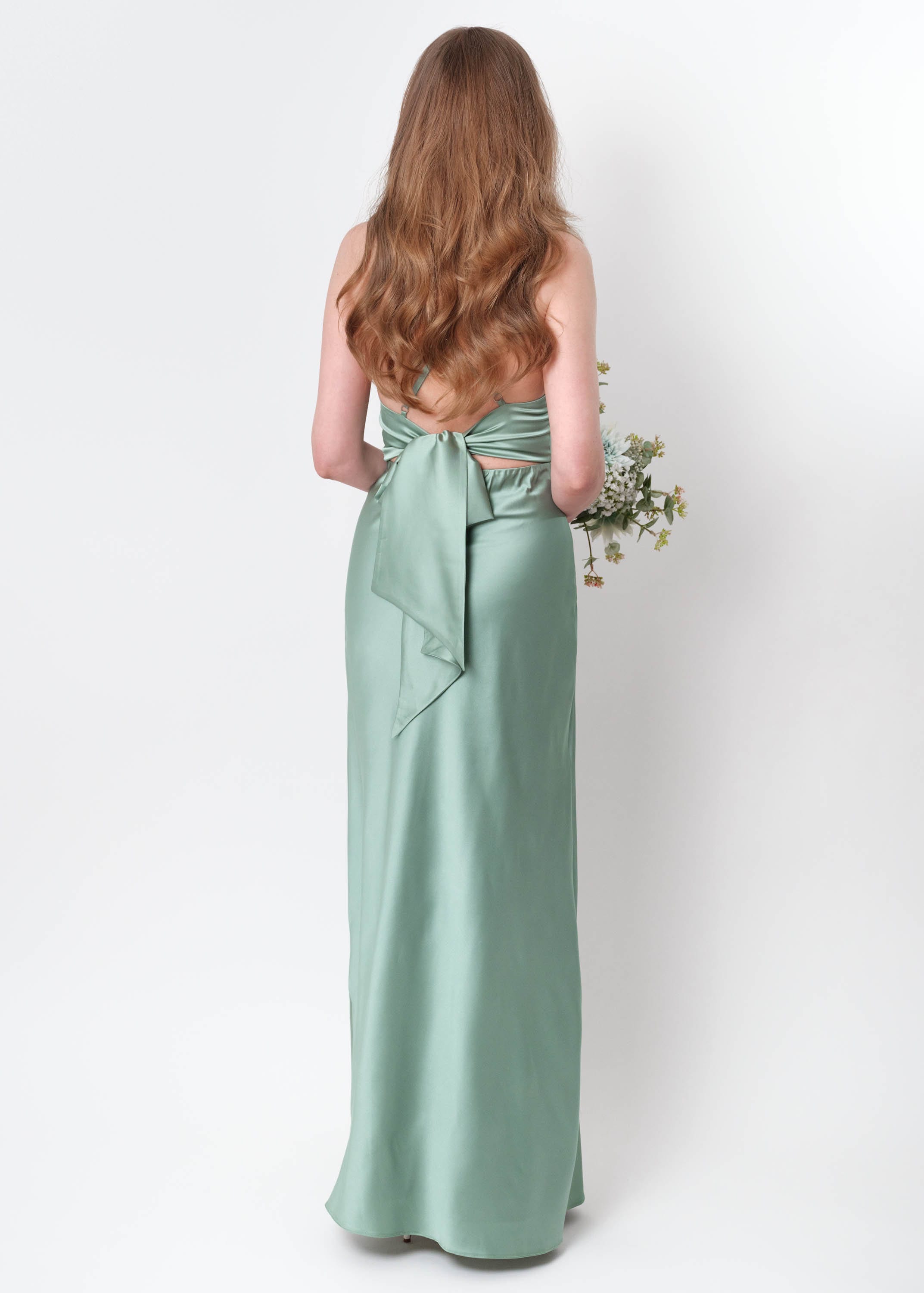 flowy green dress with sleeves Straps Sage Green Appliques A-line Long Formal Dress fg4484 – formalgowns