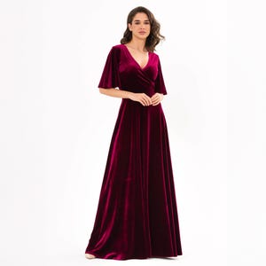 Half Sleeves Long Gown with Slit Plum main image 1