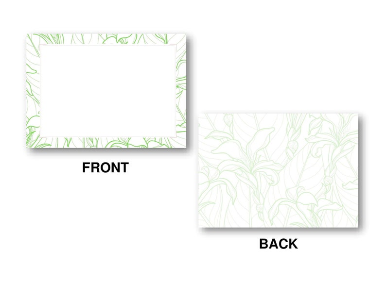Printable Green Floral Border Stationery Paper and Notecard Etsy