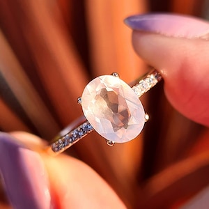 STONE OF LOVE rose Quartz Ring Rose Gold Vermeil Anniversary