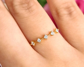 18k Gold Plated Sterling Silver Simulated Diamond Ring