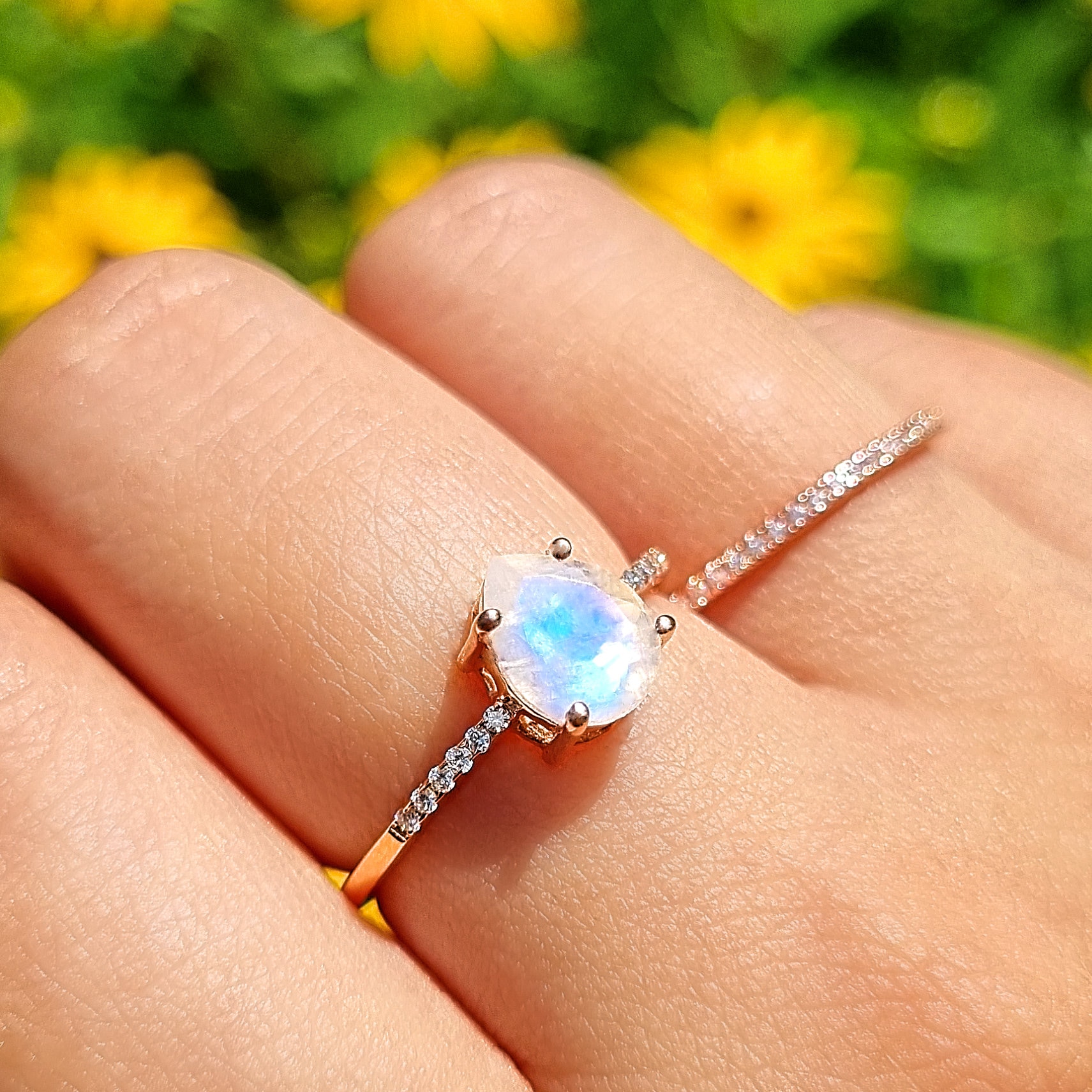 Bague En Vermeil Sertie De 3 Pierres Jaunes, Roses Et Violettes - Taille 56/57 - Occasion