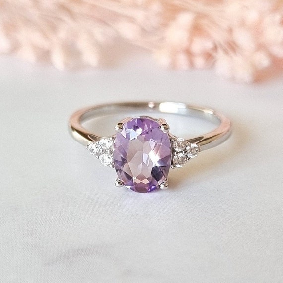 Sterling Silver Lavender Amethyst Ring - Engagement, Promise, Gemstone Ring, Christmas Anniversary Birthday Gift For Her Mum Girlfriend Wife