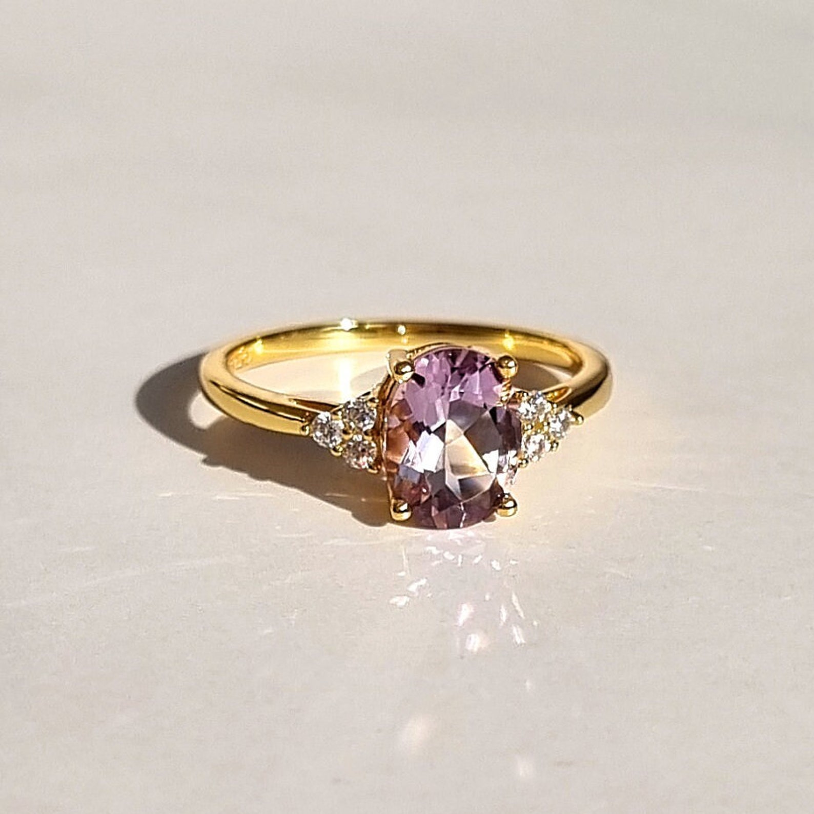 Sterling Silver Lavender Amethyst Ring Engagement Promise | Etsy