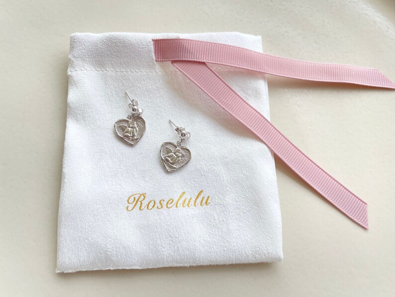Coin Earrings Silver Heart Earrings Angel Love Earrings Trendy Earrings