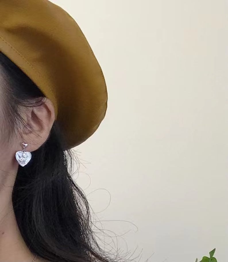Coin Earrings Silver Heart Earrings Angel Love Earrings Trendy Earrings