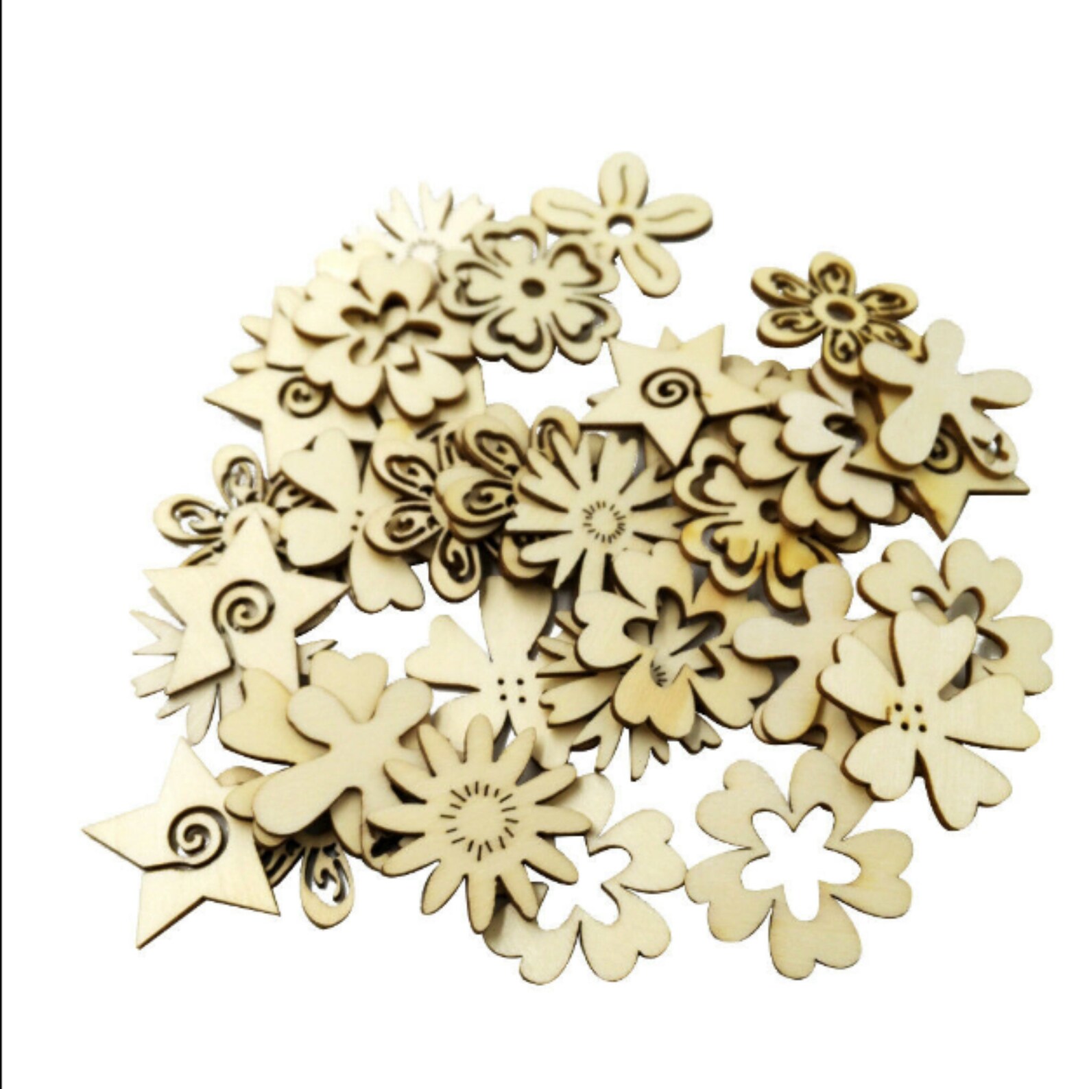 50x Wooden Flower Shape Decor Craft Scrapbooking MDF Wood Gift Etsy