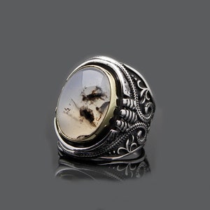 Rare Yemeni Agate Aqeeq Silver Men Ring, Silver Handmade Jewelry, 925 Sterling Silver, For Men, Yemeni Aqeeq - Agate
