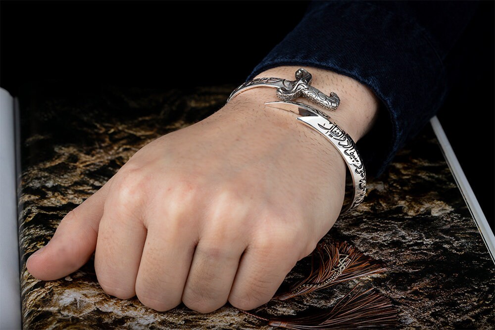 Zulfikar Sword Islamic Adjustable Silver Cuff Bracelet