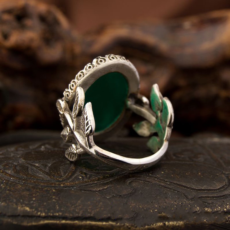 Green Aqeeq Flower Silver Women Ring Silver Handmade Jewelry - Etsy