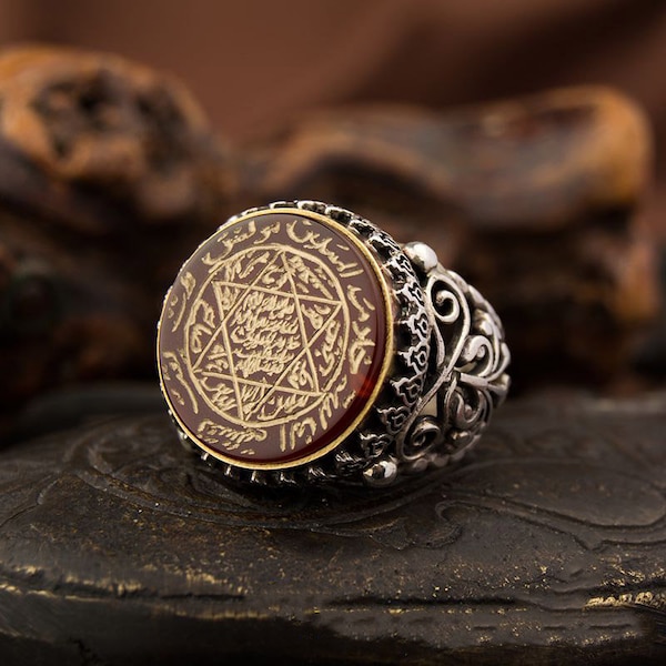 Mysilverworld 925 Sterling Silver Seal Of Solomon Ring - Turkish Men's Ring With Sword Design, No Gemstone