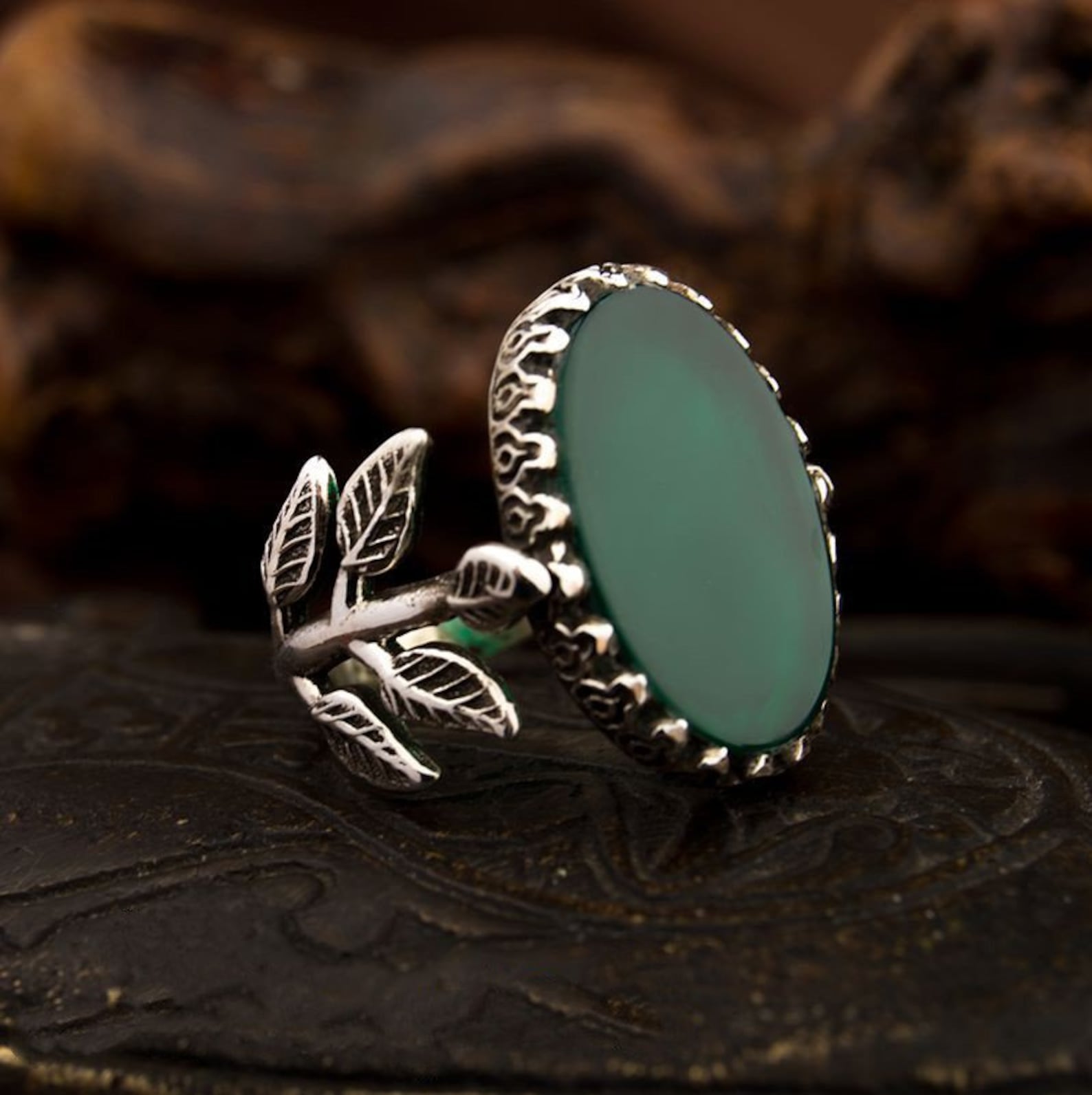 Green Aqeeq Flower Silver Women Ring Silver Handmade Jewelry - Etsy