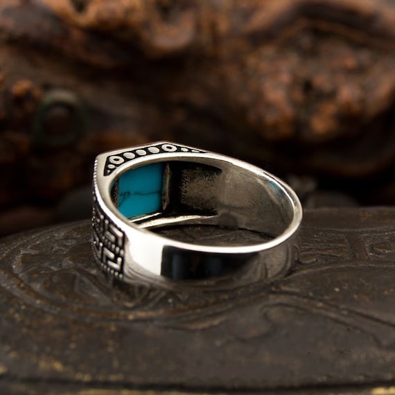 SILVER925 TURQUOISE DESIGN RING/シルバー/リング Turquoise Square Silver Ring, Silver Handmade Jewelry, 925