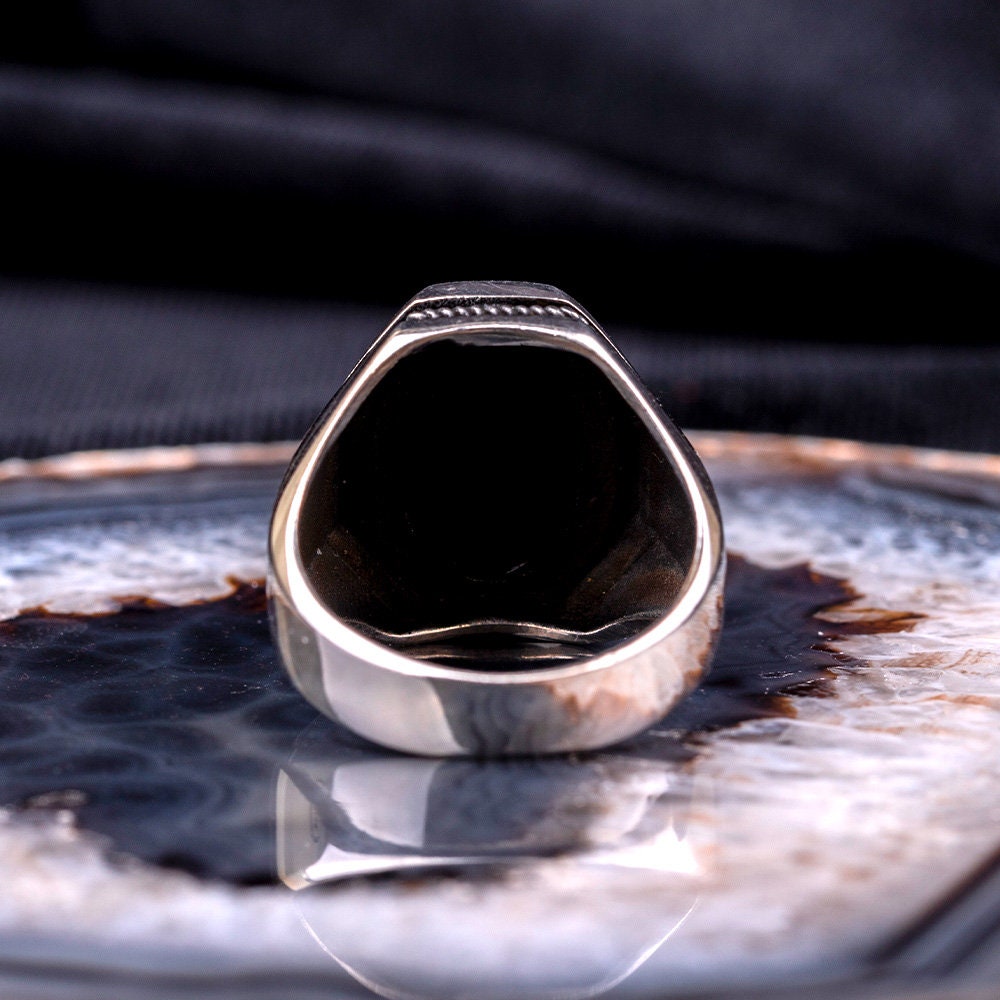 Octagon Shape Black Onyx Men's Ring, Silver Handmade Jewelry Octagon Shape Black Onyx Men's Ring, Silver Handmade Jewelry