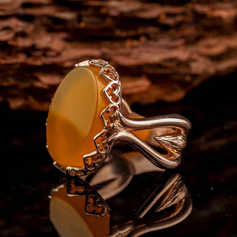 Yellow Aqeeq shops Rose Gold Plated Silver Women Ring, Silver Handmade Jewelry, 925 Sterling Silver, For Women, Gift For Her, Yellow Aqeeq - Agate
