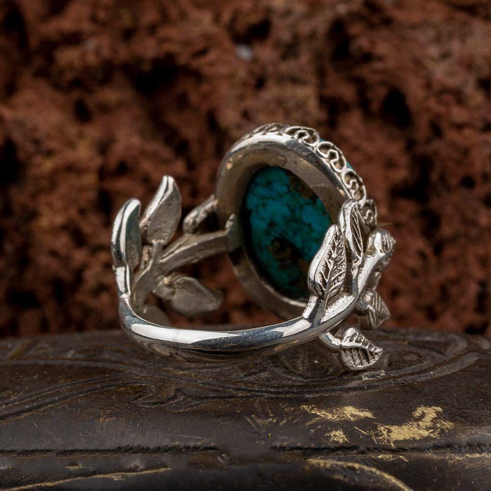 最先端 Turquoise Jewelry Handmade Silver Ring, Women Silver Flower アクセサリー