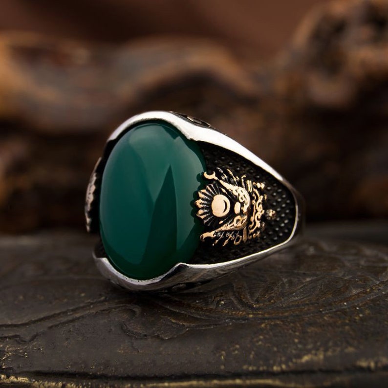 Falcon Jewelry Unisex Sterling Silver Antique Handmade Ring Handmade Sterling Silver Ring Agate Natural Gemstone Falcon Jewelry Unisex Sterling Silver Antique Handmade Ring Handmade Sterling Silver Ring Agate Natural Gemstone
