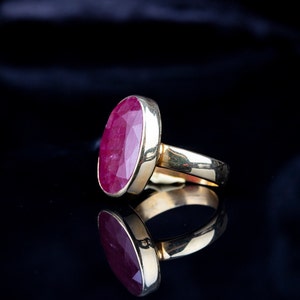 Ruby Gold Plated Plain Band Women Ring, Silver Handmade Jewelry, 925 Sterling Silver, For Women, Gift For Her, Pink Ruby