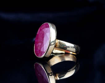 Anello da donna con cinturino placcato oro rubino, gioielli fatti a mano in argento, argento sterling 925, per le donne, regalo per lei, rubino rosa