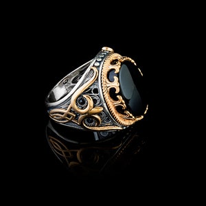 Black Oval Aqeeq Silver Ring Silver Handmade Jewelry 925 - Etsy