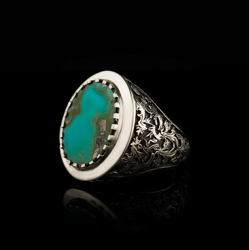 Anillo de plata turquesa para hombres Joyería hecha a mano de | Etsy
