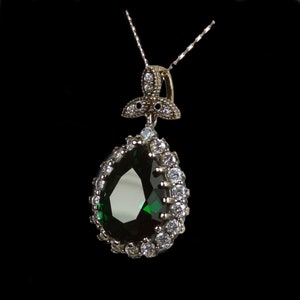 Green Emerald Hurrem Sultan Silver Pendant, Silver Handmade Jewelry, 925 Sterling Silver, For Women, Necklace, Emerald