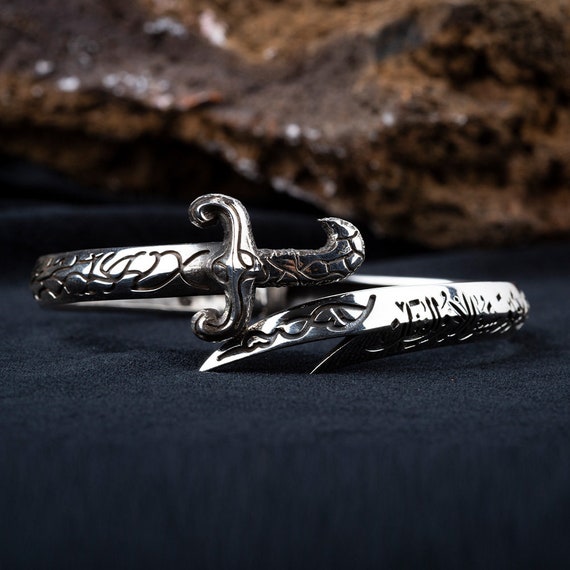 Nullus sword bracelet 925シルバー Zulfikar Sword Islamic Adjustable Silver Cuff Bracelet, Silver