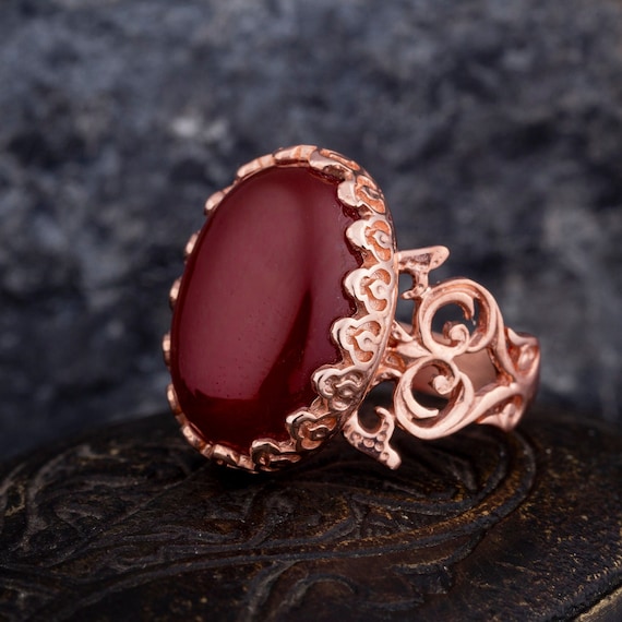 Black Aqeeq Hand Made Women Ring (Rose Gold Plated) | Boutique Ottoman  Exclusive