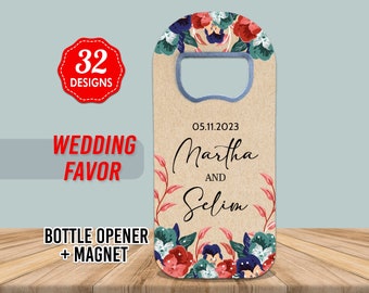 Customizable Wedding Favor For Guests, Wedding Thank You Favor, Personalized Wedding Gift, Magnetic Bottle Opener Party Magnets