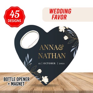 Navy Blue Theme Customizable Wedding Favor For Guests in Bulk, Heart Shape Wedding Thank You Favor for Your Guests, Save The Date Magnet