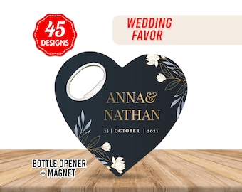 Navy Blue Theme Customizable Wedding Favor For Guests in Bulk, Heart Shape Wedding Thank You Favor for Your Guests, Save The Date Magnet