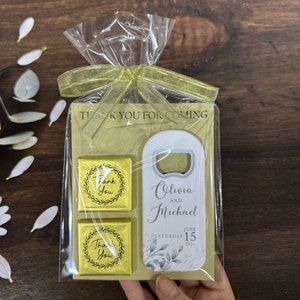 Imán de recuerdo de boda con paquete de regalo y chocolate, paquete de regalo de boda para invitados, regalos de boda para invitados a granel, caja de chocolate para regalos