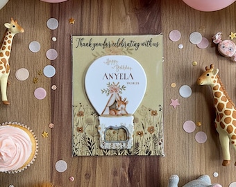 Aanpasbare magneetbedankje voor je babyshower of verjaardagsfeestje, safarithema, bedankje voor verjaardagsfeestje, doopbedankje, feestsouvenirs