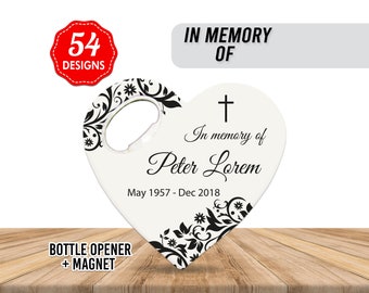 Personalized Funeral Favors, Forget Me Not Bottle Opener, CELEBRATION OF LIFE Memorial Favors, Rest in Peace Rip Funeral Favours