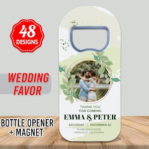 Personalized Unique Wedding Favor Magnets for Guests in Bulk, Custom Bottle Opener Fridge Magnet Favour Save the Dates