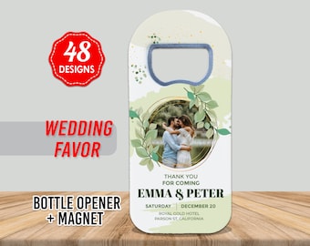 Personalized Unique Wedding Favor Magnets for Guests in Bulk, Custom Bottle Opener Fridge Magnet Favour Save the Dates