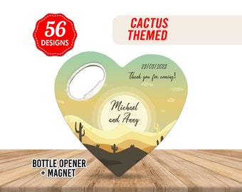 Cactus Theme Customizable Wedding Favor For Guests in Bulk, Heart Shape Wedding Thank You Favor, Wedding Gift, Save The Date Magnets