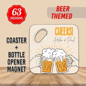 CUSTOMIZABLE fridge COASTER Magnet - Thank You favor -  Wedding Gift for Your Guests - Beers Theme- Love is Brewing - Cheers to Beer