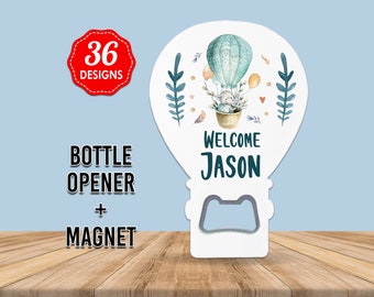 Customisable Hot Air Balloon Magnet Favor Gift for your Baby Shower or 1st Birthday Party, Hot Air Balloon Decorations, Birthday Party Favor