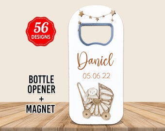 Birthday Favor For Kids, Customisable Baby Shower Fridge Magnet Favors for 1st Birthday or Baptism Event, Customisable Bottle Opener Magnet,