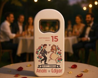 Personalisierte einzigartige Hochzeitsbevorzugungs-Magneten für Gäste in der Masse, kundenspezifischer Flaschenöffner-Kühlschrankmagnet Favor Save the Dates