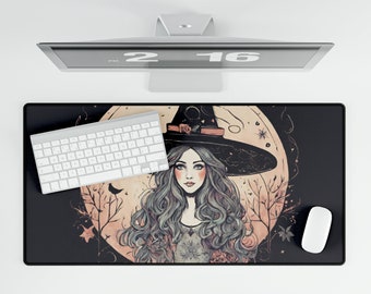 Full Moon Witch Gaming Desk Mat Mousepad XL, Large Mouse Pad, Extended Desk Pad, Gamer Gift