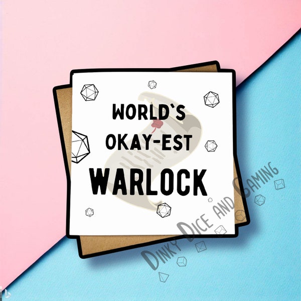 World's Okayest Warlock Card, Warlock card, Warlock gift, dnd card, dnd gift, dnd Warlock , dungeons and dragons, birthday card,