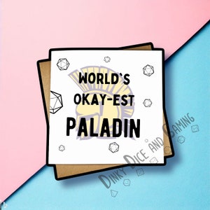 World's Okayest Paladin Card, Paladin card, Paladin gift, dnd card, dnd gift, dnd Paladin , dungeons and dragons, birthday card,