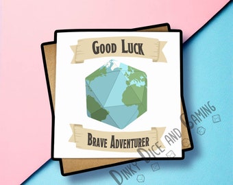 Good Luck Brave Adventurer Card, good luck card, good luck geek card, travel geek card, adventurer card, good luck dnd, dnd travel