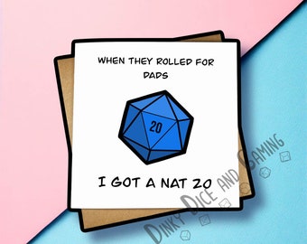 Dad birthday card, dnd father , D20 father day, dnd dad, geek birthday, daddy birthday card, dnd gift, dad geek gift