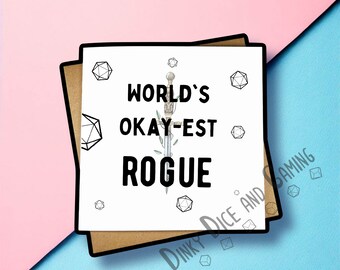 World's Okayest Rogue Card, Rogue card, Rogue gift, dnd card, dnd gift, dnd Rogue , dungeons and dragons, birthday card,